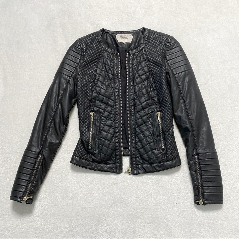 ZARA Trafaluc - Black Moto Faux Leather Jacket